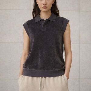 Essentials fear of god grey velour polo